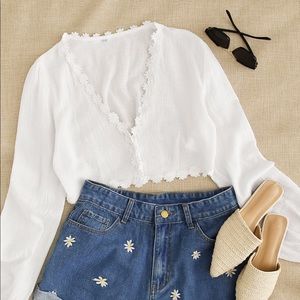 White flowy crop top